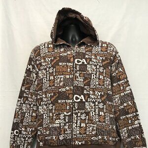Rocawear Faded Brown Full Zip Hoodie Men's 2XL Hiphop